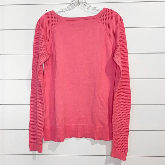 Ralph Lauren | pink long sleeve crewneck sweater with knit sleeve detail - Picture 2 of 4